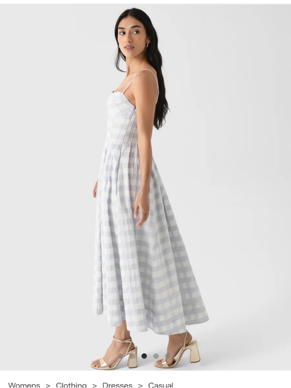Caroline Constas Periwinkle Blue and White Gingham Spaghetti dress - Picture 2 of 8